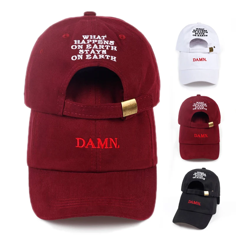 Street Fashion Loverboy Hat - หมวก DAMN สำหรับผู้ชายและผู้หญิง ปักลาย DAMN หมวกแก๊ปฮิปฮอปปักลาย