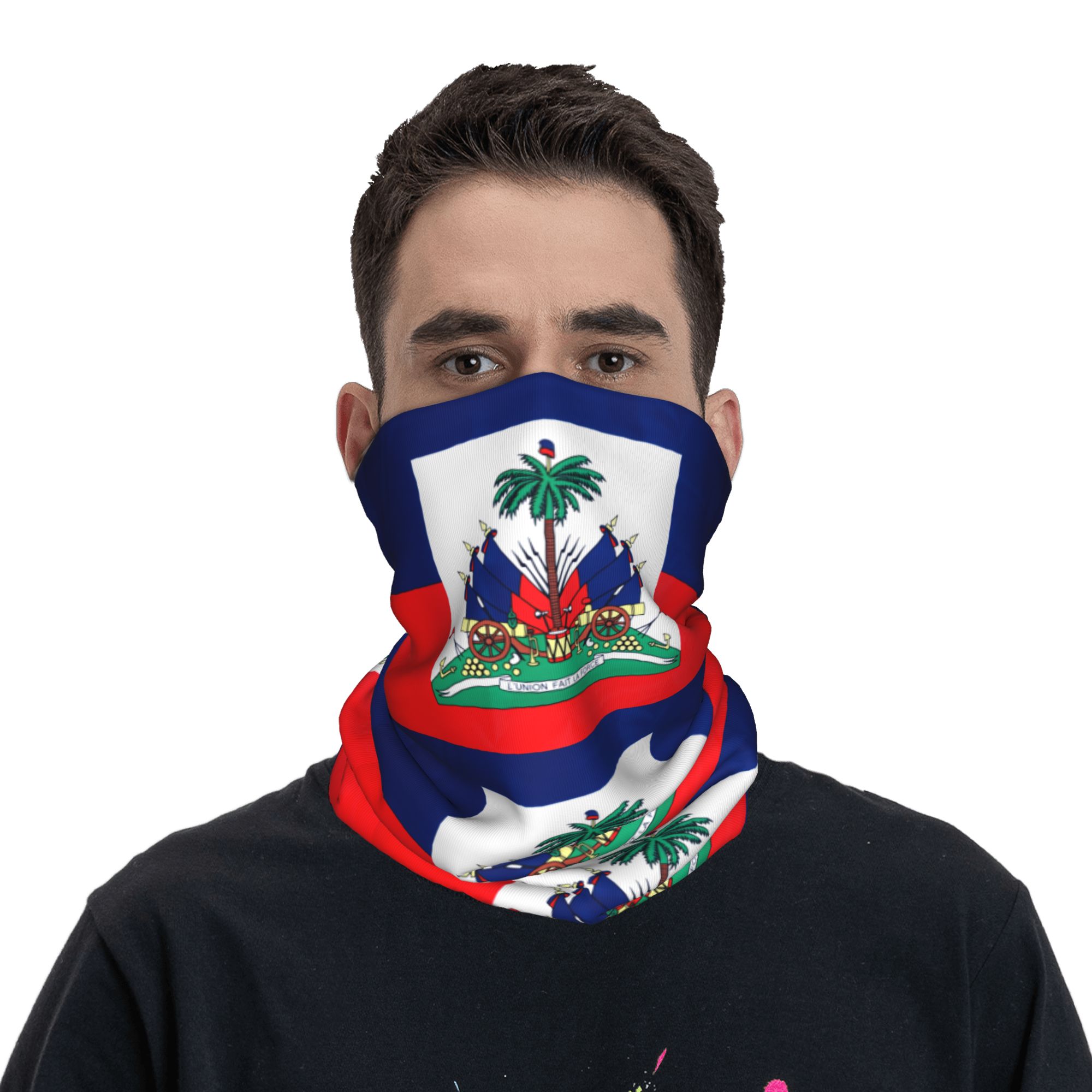Balaclava Face Mask - หน้ากากบาลาคลาวาสำหรับกีฬากลางแจ้ง ลายธงชาติเฮติ สำหรับปั่นจักรยาน หน้ากากปิดหน้าแบบนุ่ม หน้ากากป้องกันแสงแดดสำหรับการล่าสัตว์ ตกปลา