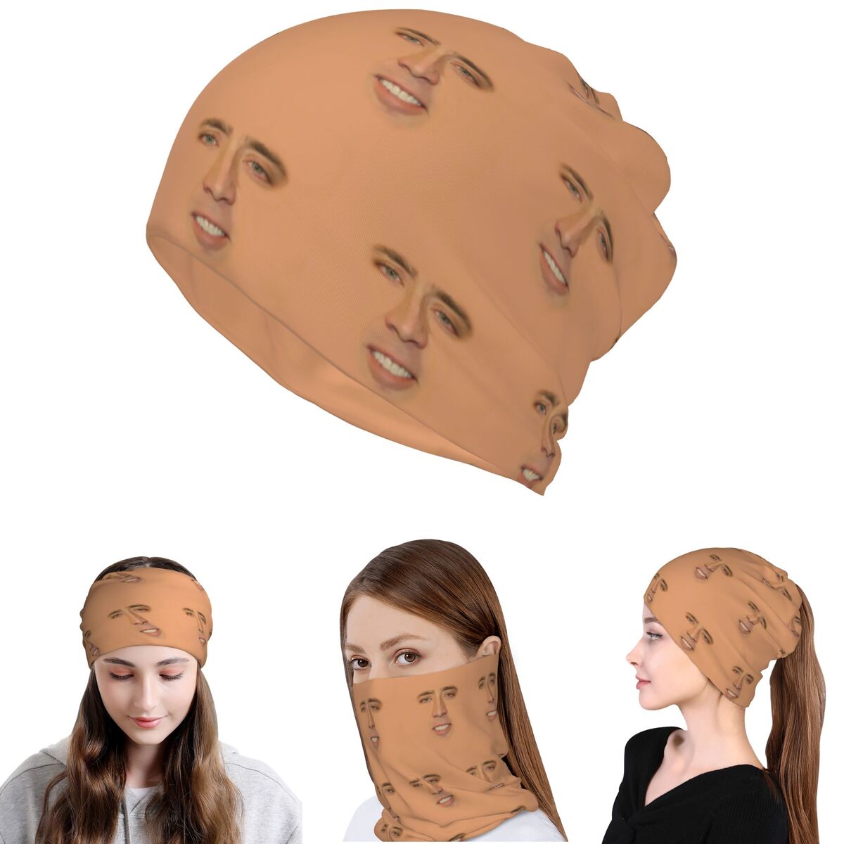Balaclava Face Mask - นิโคลัส เคจ ผ้าพันคอคลุมหน้าแบบเต็มหน้า ผ้าปิดคอ ผ้าพันคออเนกประสงค์ หมวกบาลาคลาวา