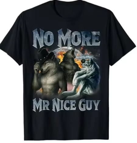 Street Fashion Guys - เสื้อยืดลายมีมหมาป่าอัลฟ่าสุดฮา 