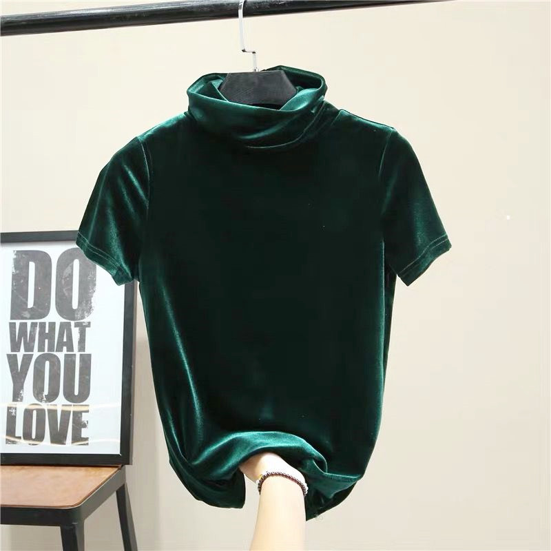 Street Fashion Korean - เสื้อเชิ้ตกำมะหยี่แขนสั้นคอเต่าแฟชั่นเกาหลีสำหรับผู้หญิง เสื้อฮิปฮอปเซ็กซี่สำหรับฤดูร้อน 2026 เสื้อยืดสตรีทแวร์อินเทรนด์ไซส์ใหญ่