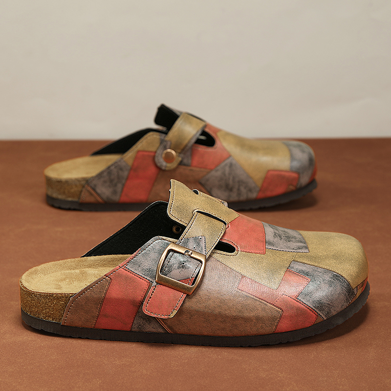 รองเท้าแตะแบบสวมเปิดส้นหนังแฟช - Street Fashion Male บทวิจารณ์และราคา