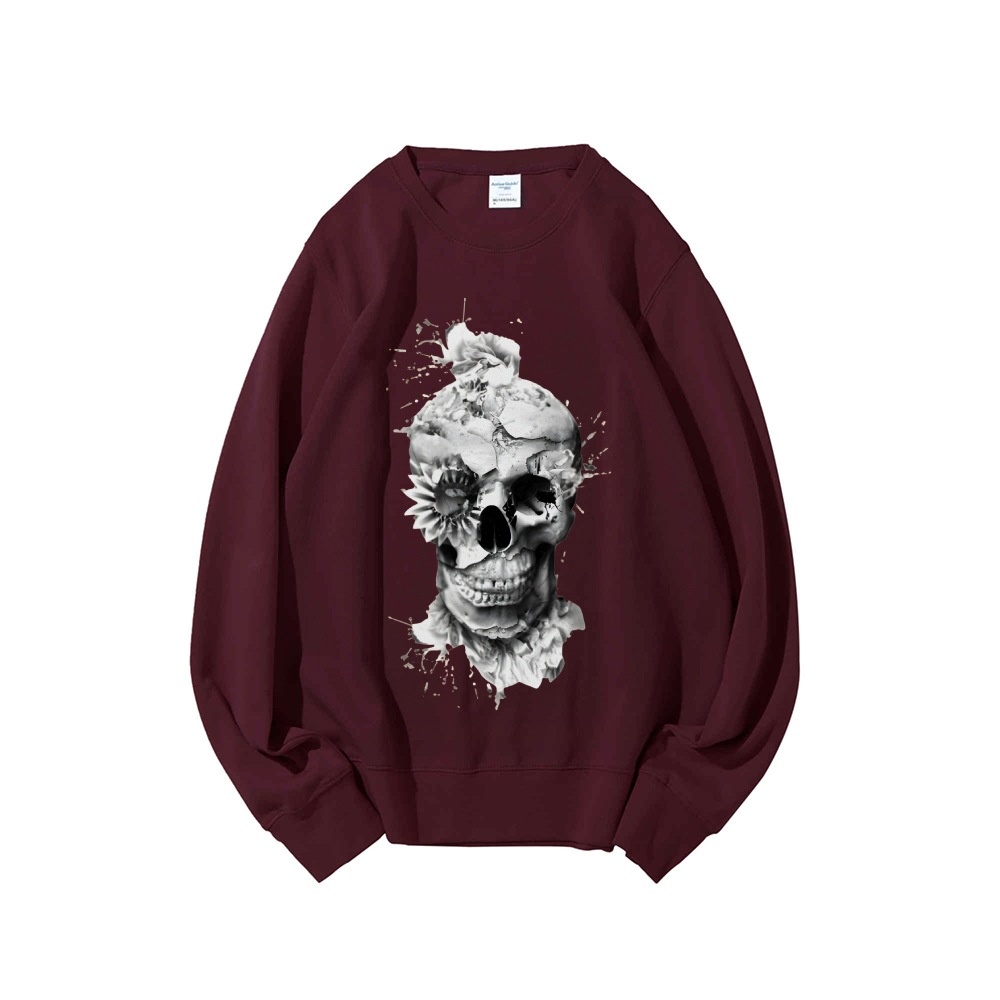 เสื้อสเวตเชิ้ตลายหัวกะโหลกทรงโ - Oversized Crewneck Fleece บทวิจารณ์และราคา