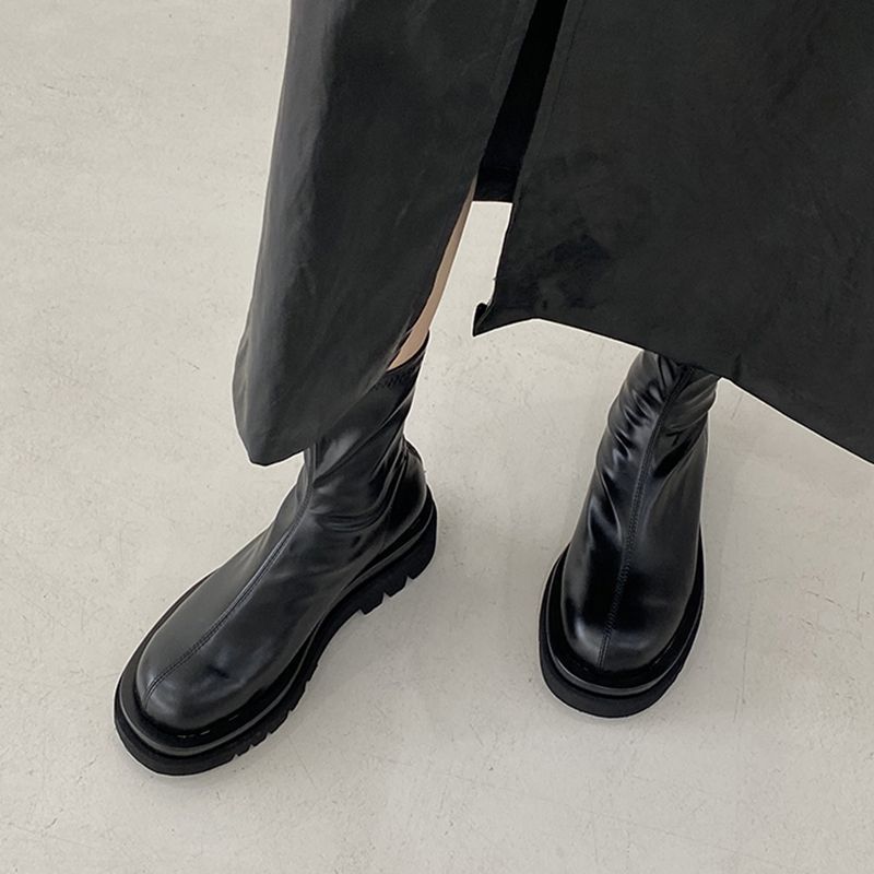 Chunkyส้นผู้หญิงรองเท้าสั้นแฟช - Street Fashion Winter 2025 บทวิจารณ์และราคา
