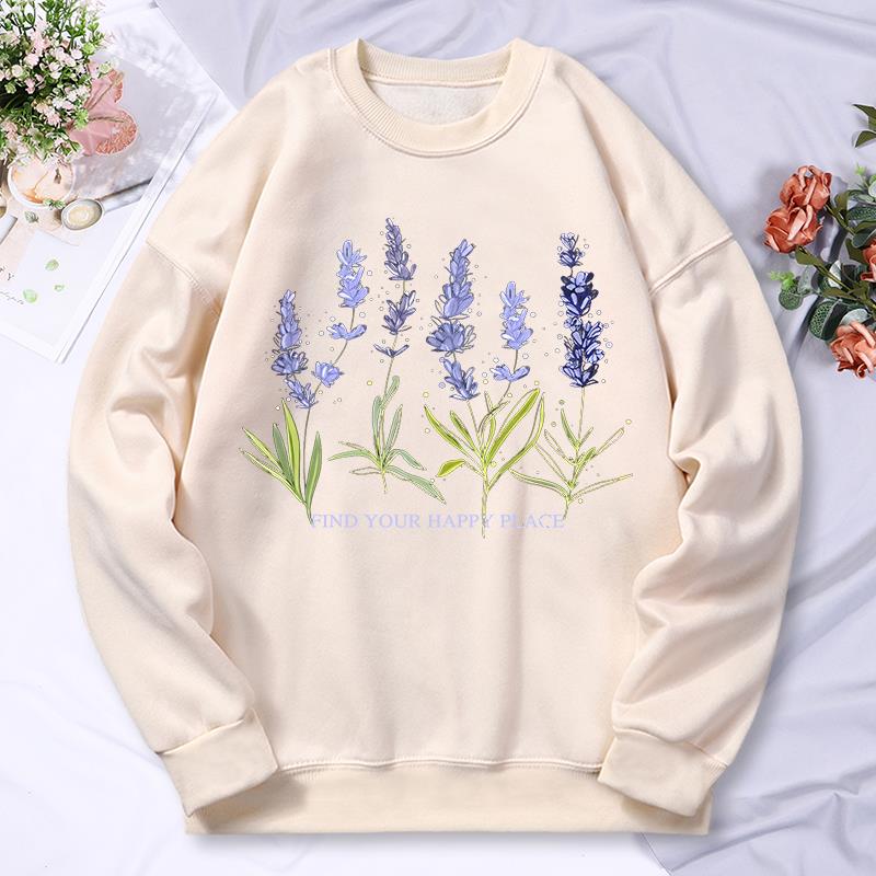 เสื้อฮู้ดพิมพ์ลายลาเวนเดอร์สำห - Oversized Crewneck Fleece บทวิจารณ์และราคา