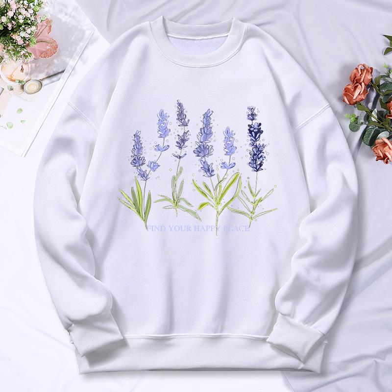 เสื้อฮู้ดพิมพ์ลายลาเวนเดอร์สำห - Oversized Crewneck Fleece บทวิจารณ์และราคา