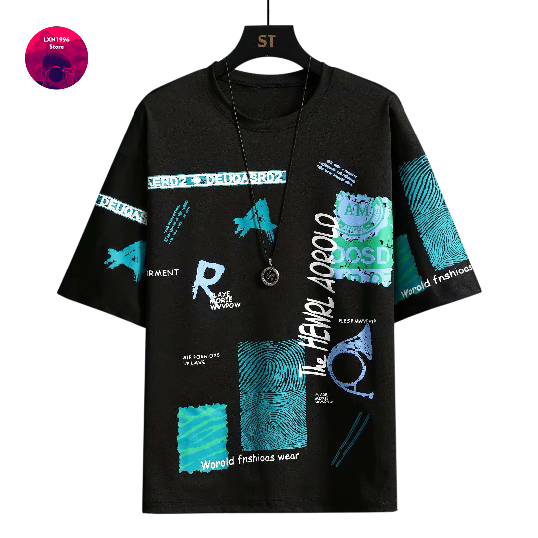 ชาย Harajuku กราฟิกสีดำฤดูร้อน - Street Fashion Japan Brand บทวิจารณ์และราคา