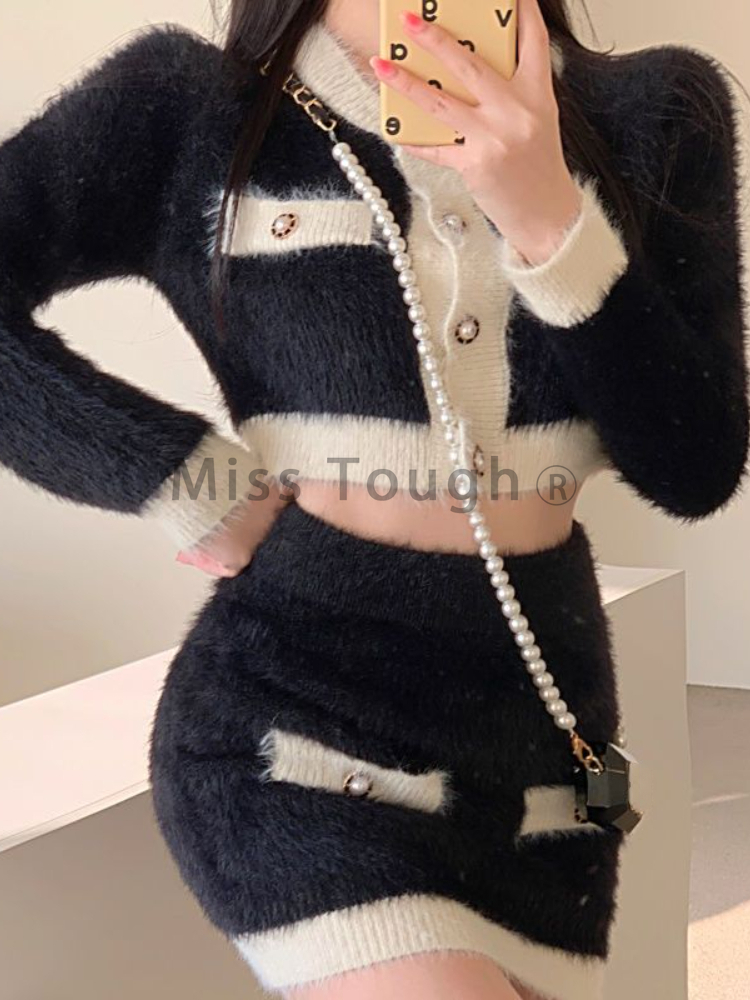 ฤดูหนาวFluffyถัก2ชิ้นชุดชุดสตร - Street Fashion Korean บทวิจารณ์และราคา