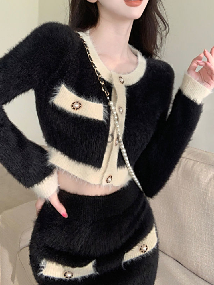 ฤดูหนาวFluffyถัก2ชิ้นชุดชุดสตร - Street Fashion Korean บทวิจารณ์และราคา