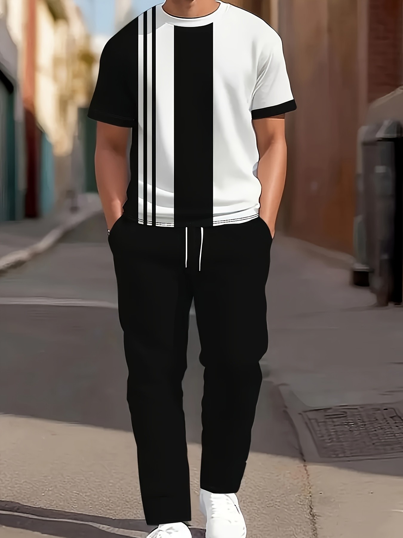 ชุดเซ็ตเสื้อแขนสั้นกางเกงขายาว - Street Fashion Male บทวิจารณ์และราคา