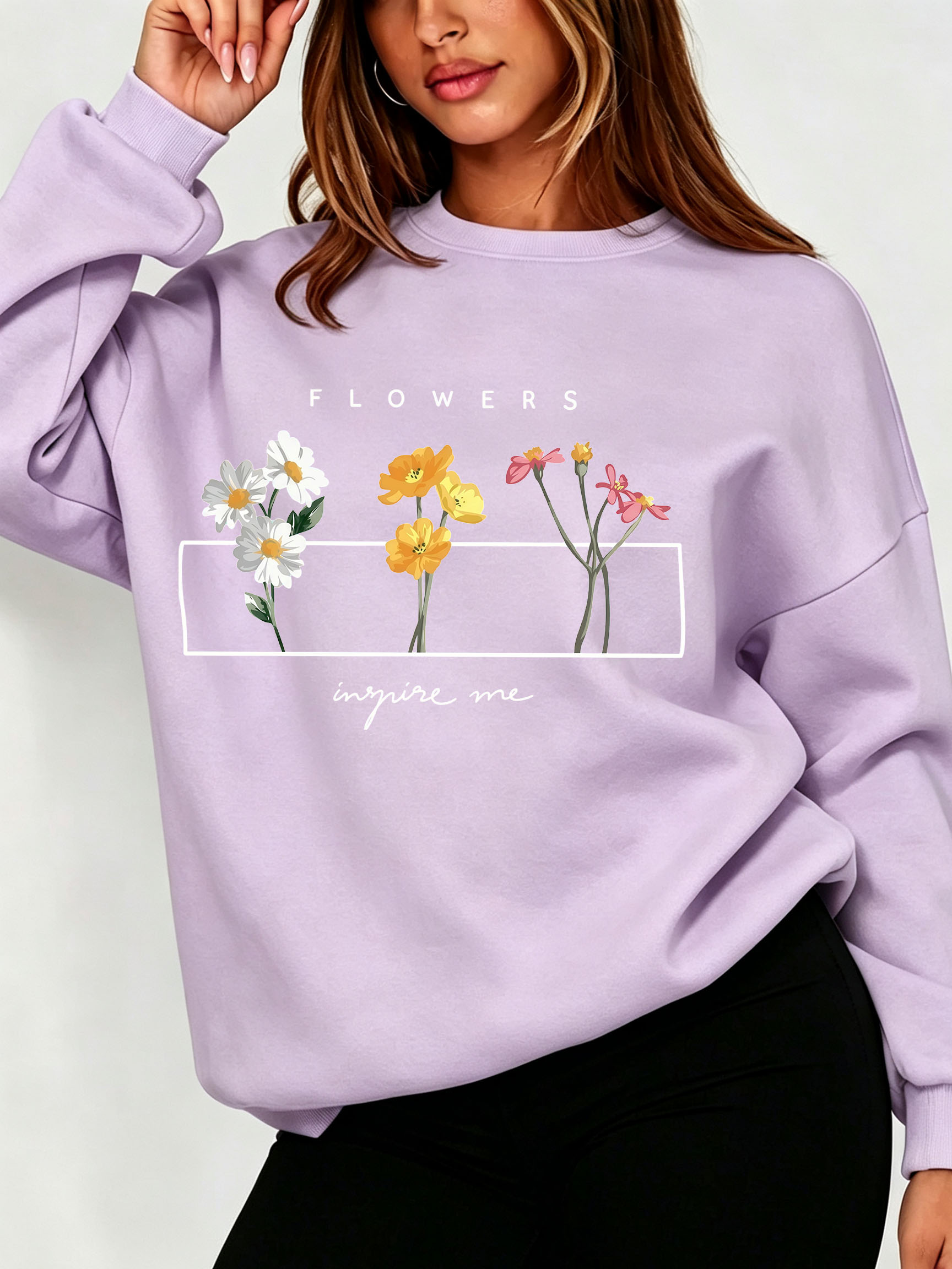 เสื้อสเวตเชิ้ตลายดอกเดซี่สำหรั - Oversized Crewneck Fleece บทวิจารณ์และราคา