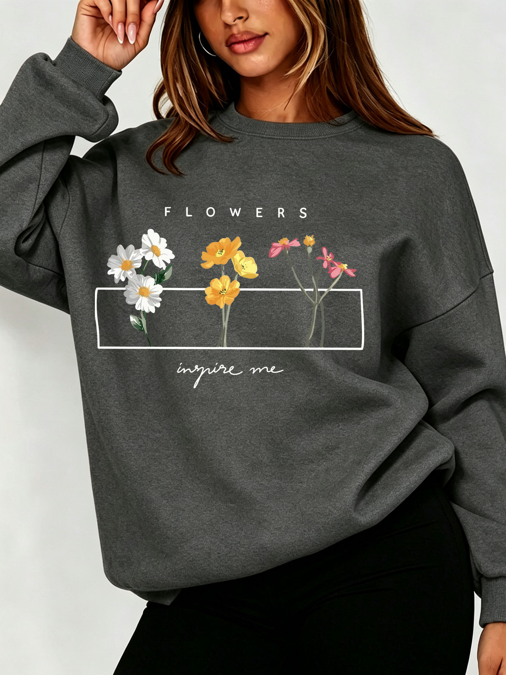 เสื้อสเวตเชิ้ตลายดอกเดซี่สำหรั - Oversized Crewneck Fleece บทวิจารณ์และราคา