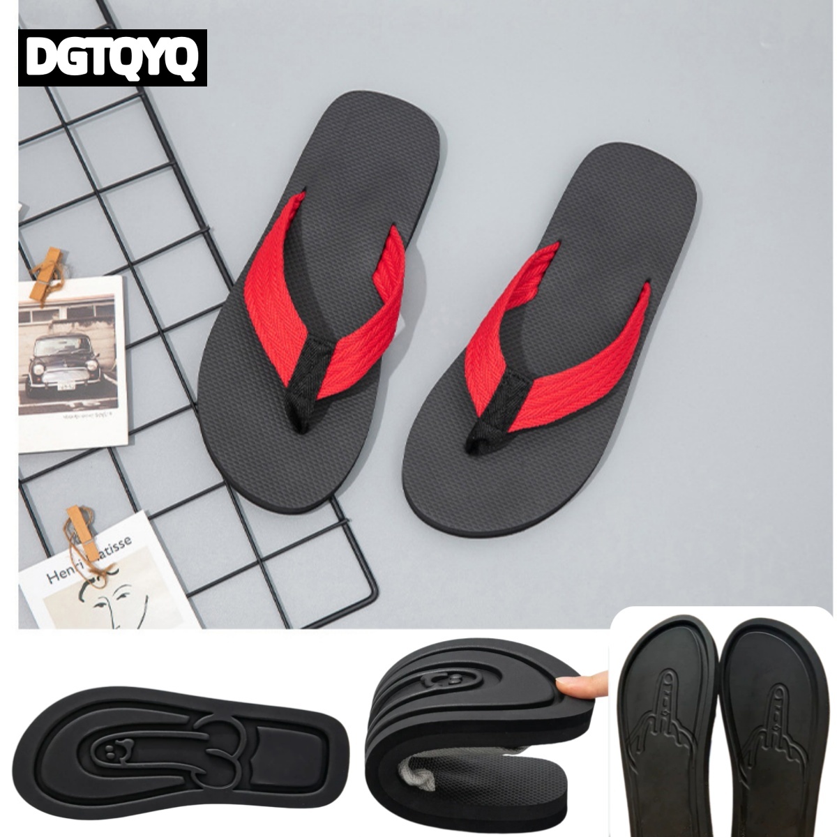 รองเท้าแตะชายหาดลายตลกสำหรับผู - Street Fashion Male บทวิจารณ์และราคา