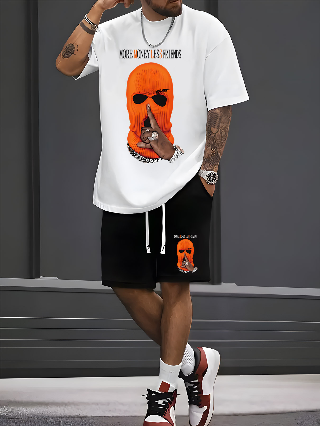 ชุดเซ็ตเสื้อยืดแขนสั้นกางเกงขา - Street Fashion Male บทวิจารณ์และราคา