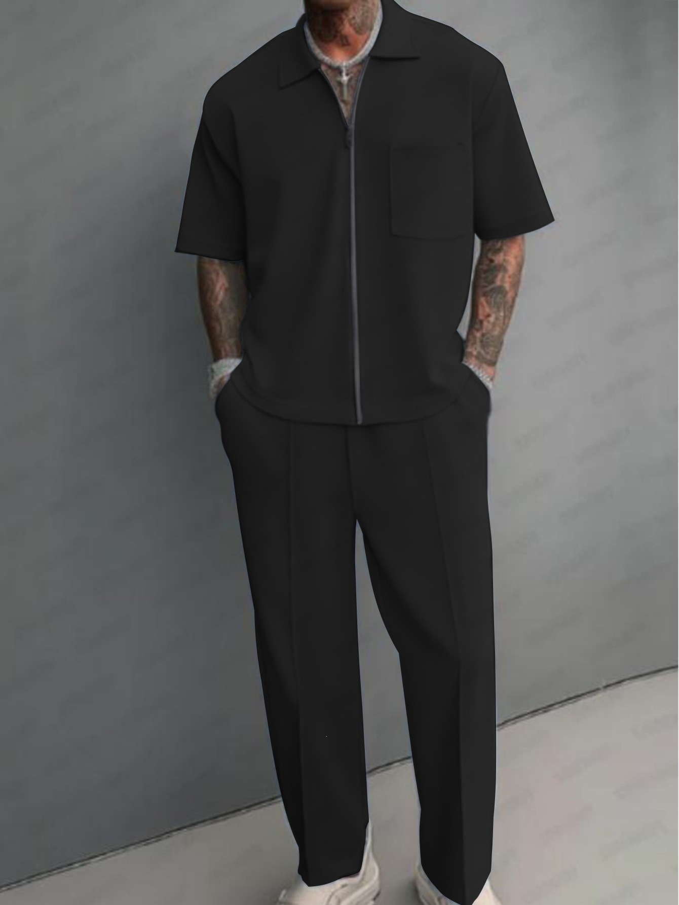 ชุดเซ็ต 2 ชิ้นสำหรับผู้ชาย เสื - Street Fashion Male บทวิจารณ์และราคา