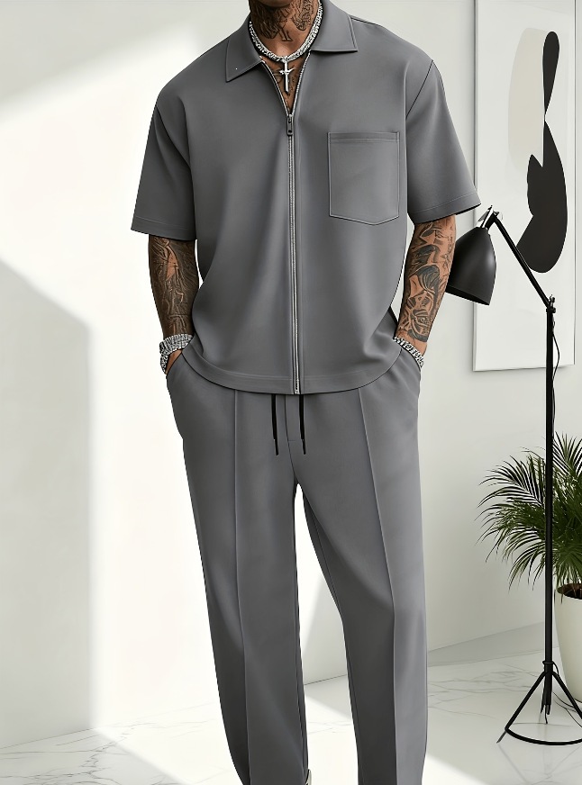 ชุดเซ็ต 2 ชิ้นสำหรับผู้ชาย เสื - Street Fashion Male บทวิจารณ์และราคา